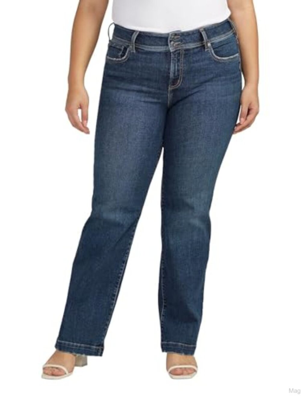 Plus Size Suki Mid Rise Curvy Fit Trouser Leg Stretch Jeans